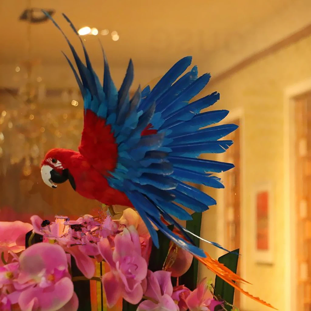 Set 2pc Artificial Realistic Parrots Birds For Garden Weding Home Decoration Lifelike Shape Beautiful Natural