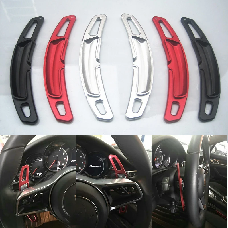 

DEE New 2pcs Aluminum Steering Wheel Shift Paddle Shifter Extension For Porsche 911 997 996 Panamera Cayenne GTS Styling