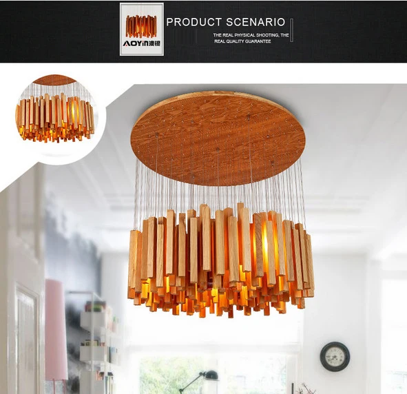 

Nordic Wood Pendant Light Modern LED Suspension Warm Luminaire Hanging Lamp Lamparas Colgantes Light Shade For Parlor Restaurant