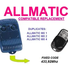 Allmatic Совместимость Mx1, MX2, MX4 Замена дистанционного