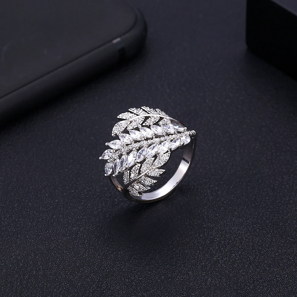 Janekelly Европейский tyle серебряный цвет кольца ослепительный Кристалл Циркон модное кольцо на палец женские свадебные украшения