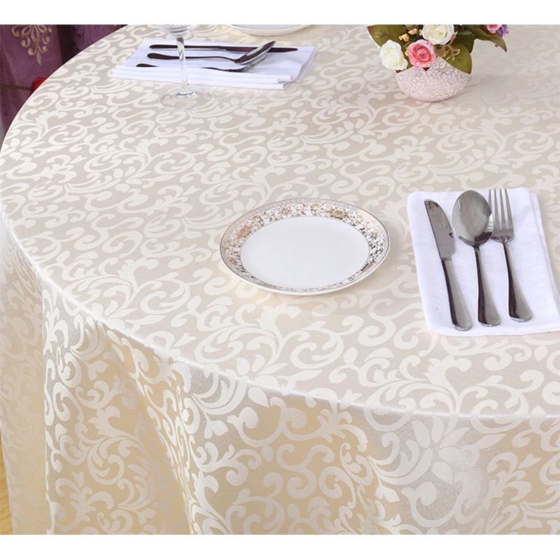  ROMORUS Luxury Round Tablecloth Gold White Table Covers for Wedding Party Hotel Restaurant Dining T