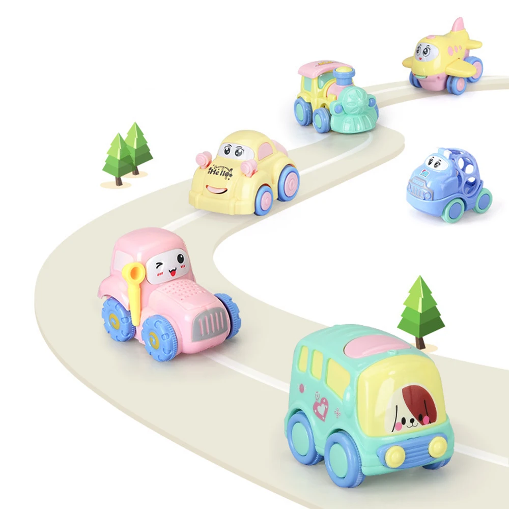 

6pcs Lovely Cartoon Inertia Auto Vehicle Car /Train /Air Plane /Taxi /Bus/Hole Car Early Educational Toys For Infant Baby Kids