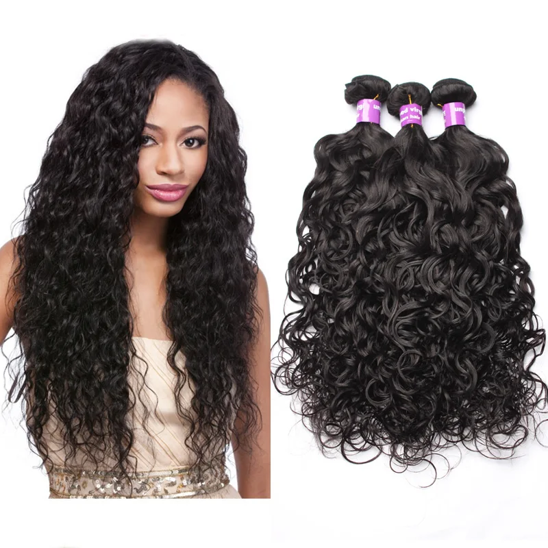 

7A Unprocessed Peruvian Virgin Hair Water Wave Human Hair Weaves 4 Bundles Honey Queen Hair Products Peruvian Water Wave Hair