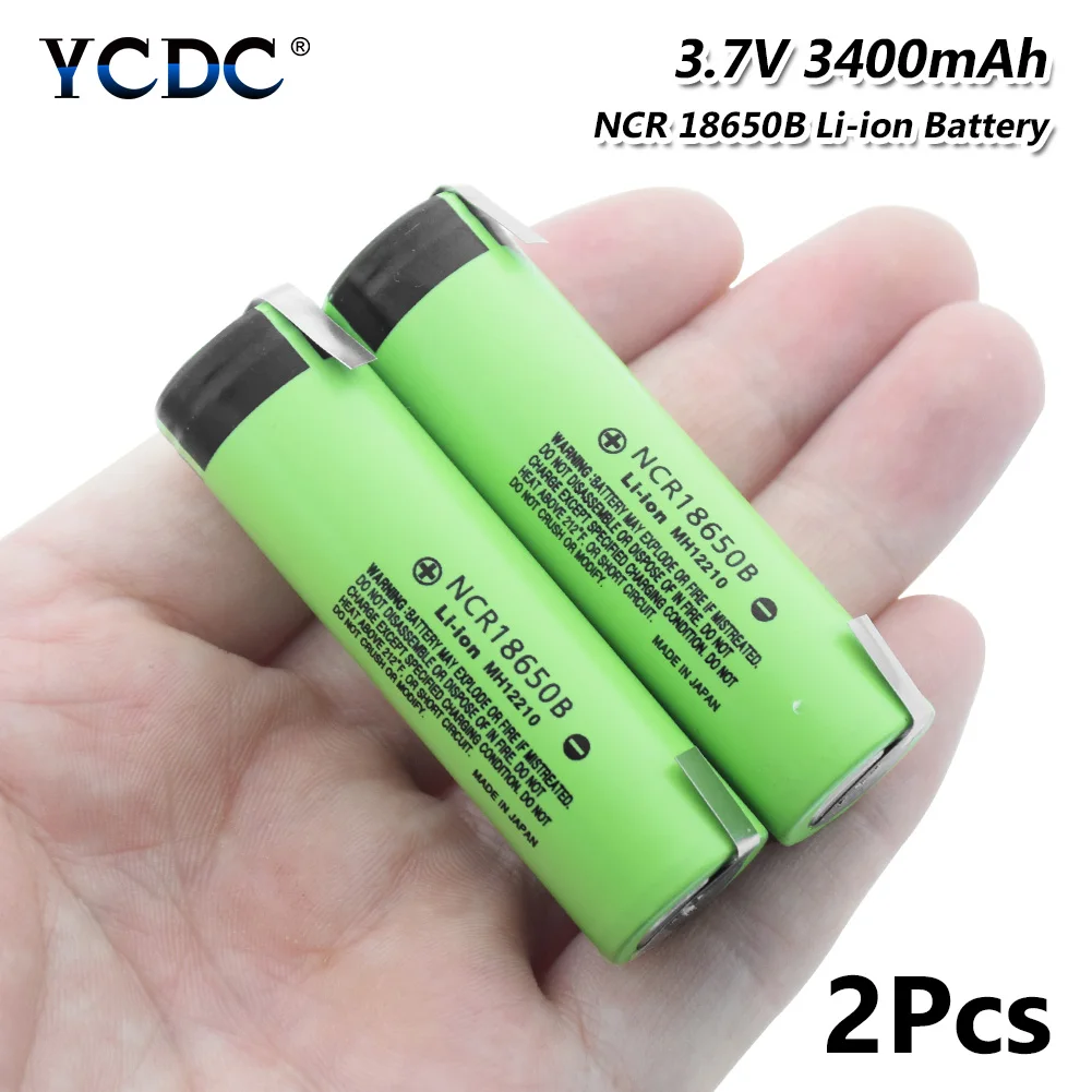 

2pcs 2 Tabs Design 3400mAh NCR 18650B Battery Rechargeable 3.7V 18650B 18650 Lithium Ion Batteries RC Toy Camera Radio Cells