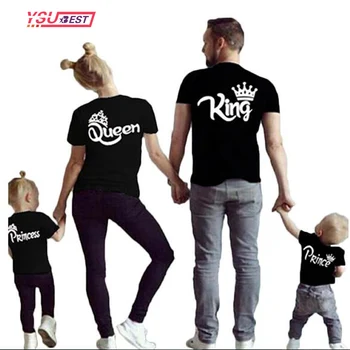 

New Matching Family Shirts Family Matching Clothes Matching Father Mother Daughter Son Clothes Cotton T-shirt King Queen Clothes