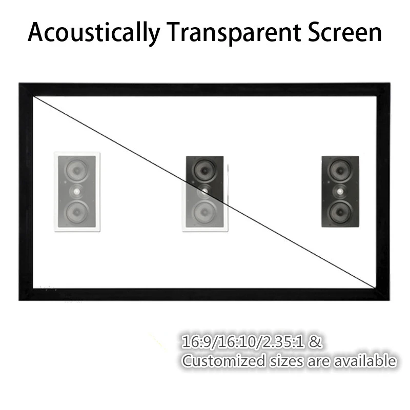 F1VWAW Homecinema 4:3 VideoFormat 4K White Woven Acoustic Transparent Sound Acoustically Fixed Frame Projection Projector Screen