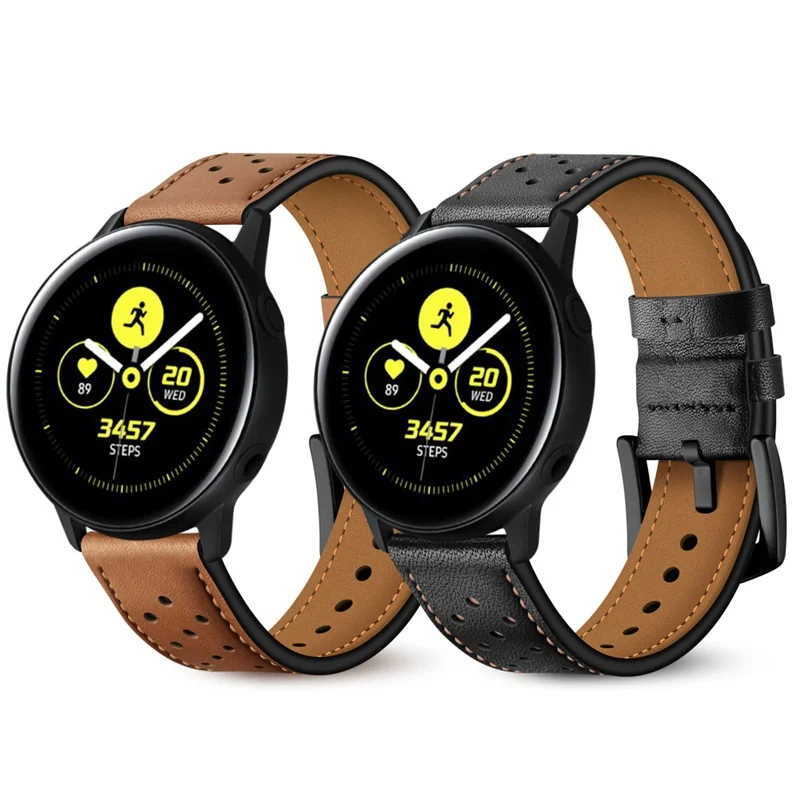 

20mm Leather Watchband for Samsung Galaxy Watch 42mm Version Bracelet Band Strap for SM-R180 Gear Sport Huawei 2 Garmin Watch