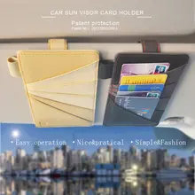 genuine leather car storage for Sun Glasses Bill Pen Credit Card Holder in the car sun visor Multi-functional Storage Case