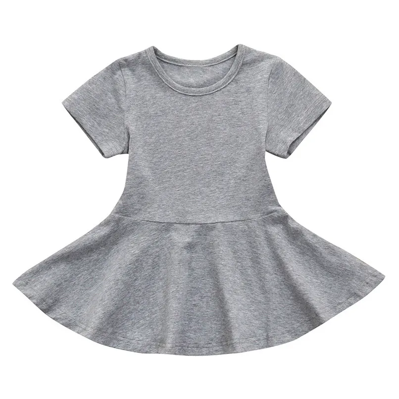 Летнее платье для девочек Одежда для маленьких девочек повседневные платья с коротким рукавом и оборками для маленьких девочек костюм для девочек Robe Fille# BL5 - Цвет: Серый