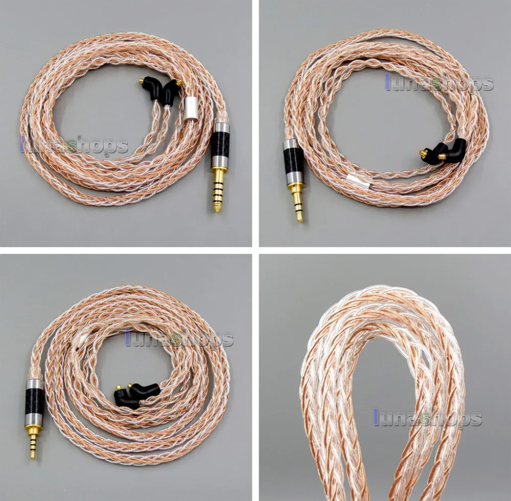 

LN006049 45ohm 3.5mm 2.5mm 4.4mm TRRS Balanced 8 Core OCC Silver Mixed Earphone Cable For Etymotic ER4 XR SR ER4SR ER4XR
