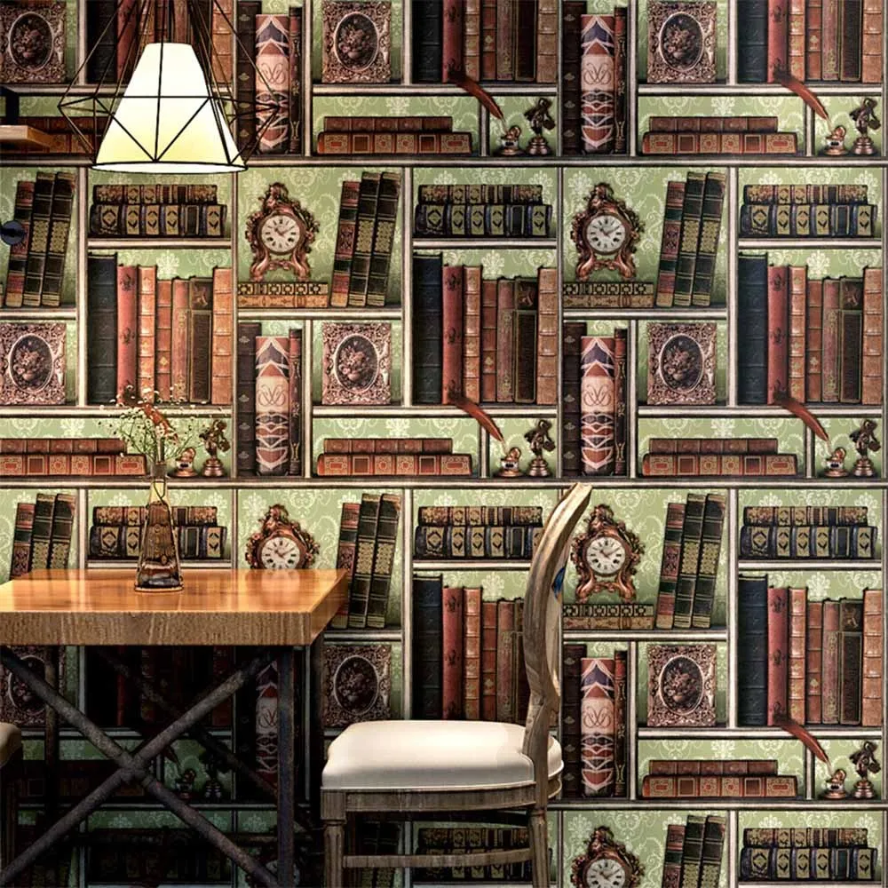 Us 21 59 47 Off 3d Creative Bookshelf Library Pattern Wallpaper Study Kids Room Living Room Bedroom Cafe Tv Background Wall Paper In Wall Stickers