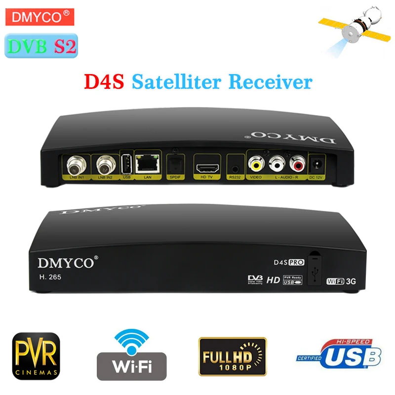 Новый спутниковый приемник декодер D4S PRO навигатор/ТВ тюнер DVB s2 h.265 HD Поддержка 3g WI