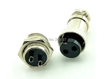 

10sets Aviation Plug 2 Pins Male Female Panel Metal Wire Connector 16mm GX16-2