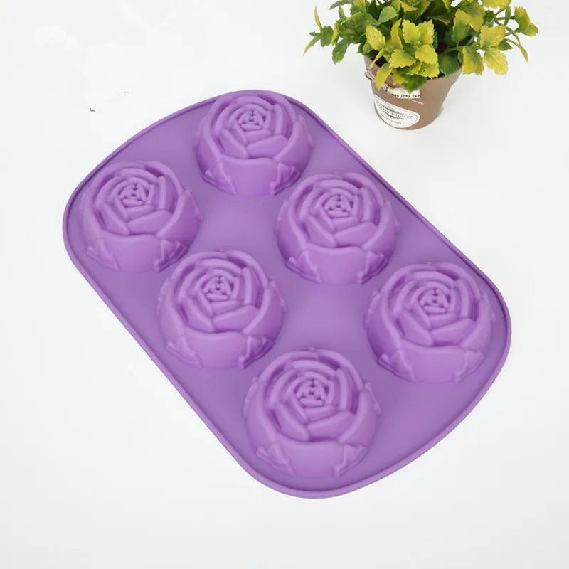 6 Lattices DIY Handmade Soap Mould Rose Shape Silicone Cake Mold Chocolate Molds Home Kitchen Baking Tools 1pcs/lot | Дом и сад