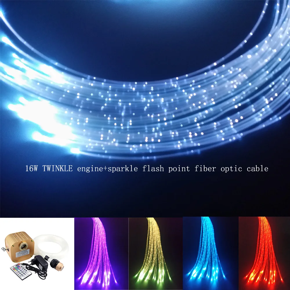 

16W RGBW Twinkle sparkle fiber optic sensory light kit 450pcs*0.75mm*4M for Flash point curtain,waterfall ,Sensory Kids Bedroom