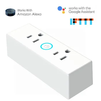 

US Plug 1 TO 2 WIFI Smart Socket 110V 10A Remote Control Smart Timer Switch Work For Amazon Alexa/Google Assistant