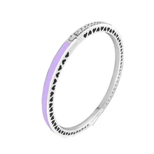 Сияющее сердце браслеты с эмалью лаванды и чистого кубического циркония стерлингового серебра 925 пробы-ювелирные изделия