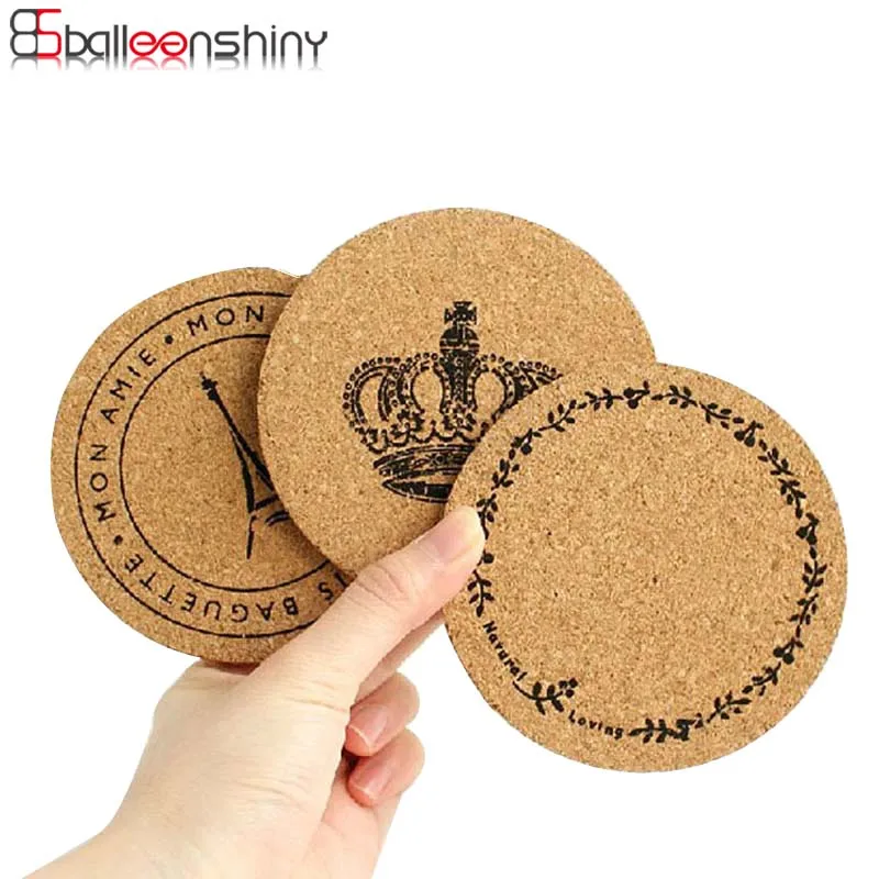 

BalleenShiny 1 pc Table Cup Mat Placemat Retro Cork Drinks Coasters Tableware Holder Cup Pot Mat Table Decor S/M/L Size