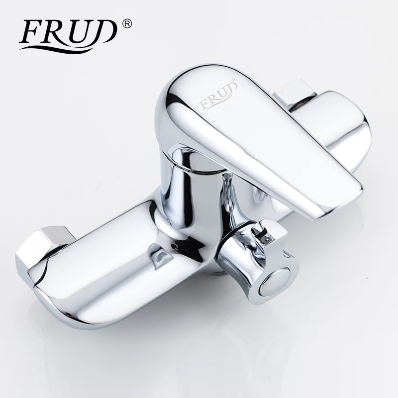 FRUD Chrome Plating Basin Faucet Bathroom Mixer Zinc Alloy Outlet Pipe Shower Faucet Bathtub Shower Head Cold and Hot Tap Home
