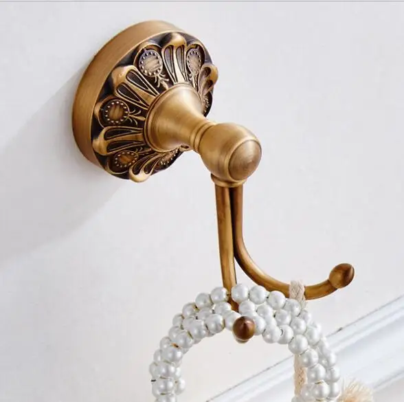 New Arrivals European Style Solid Brass Robe Hook Antique Coat Hooks