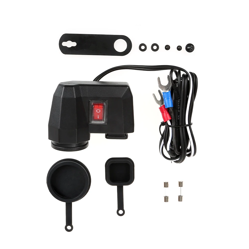 

2.1A Dual USB Motorcycle Cigarette Lighter Socket Plug Waterproof Switch Motorcycle 12V Socket Motorbike Phone Charger Adapter