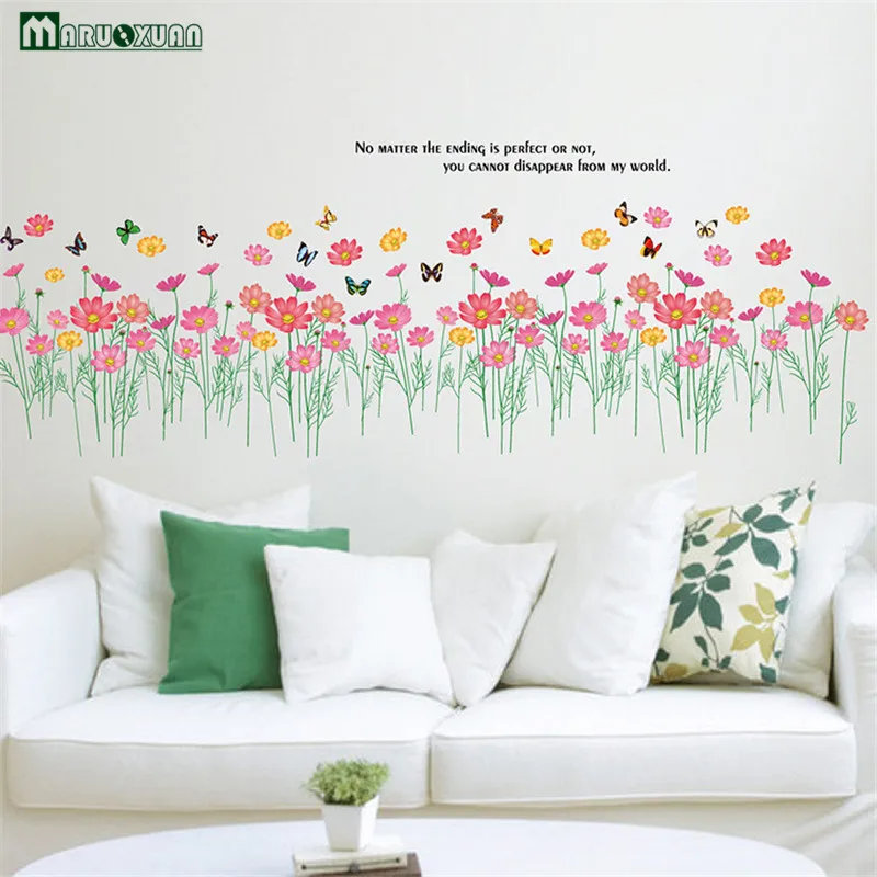 Small Floral Foot Line Vinyl Wall Stickers For Kids Rooms Children Home