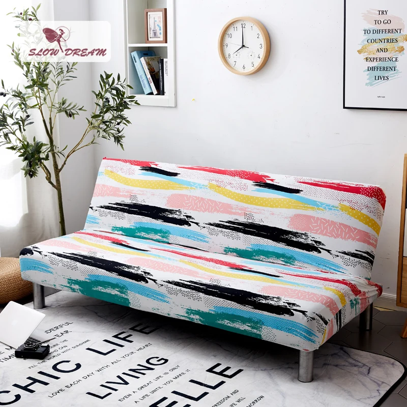 

Slowdream Sofa Bed Cover With Armrest Double Three Seater Slipcover Removable Elastic Band Anti-Dirty Decorative Living Room