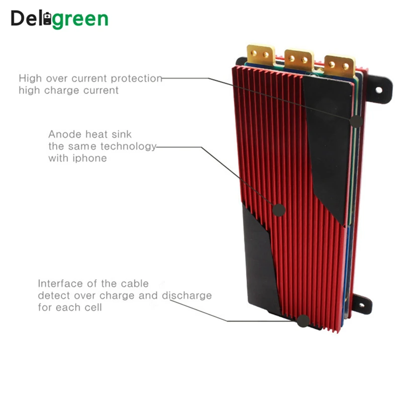 Deligreen 16S Li-Ion BMS 80A 100A 120A 200A 60V PCM/PCB/BMS для Li-PO LiNCM аккумулятор 18650 Ebike заряд разряда