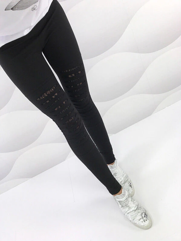 Women Stretch Skinny Lace High Waist Pencil Pants Ladies