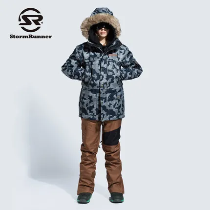 Бренд StormRunner, лыжный костюм, женские куртки для сноубординга+ штаны, теплые зимние пальто, дышащие цветные камуфляжные женские лыжные комплекты