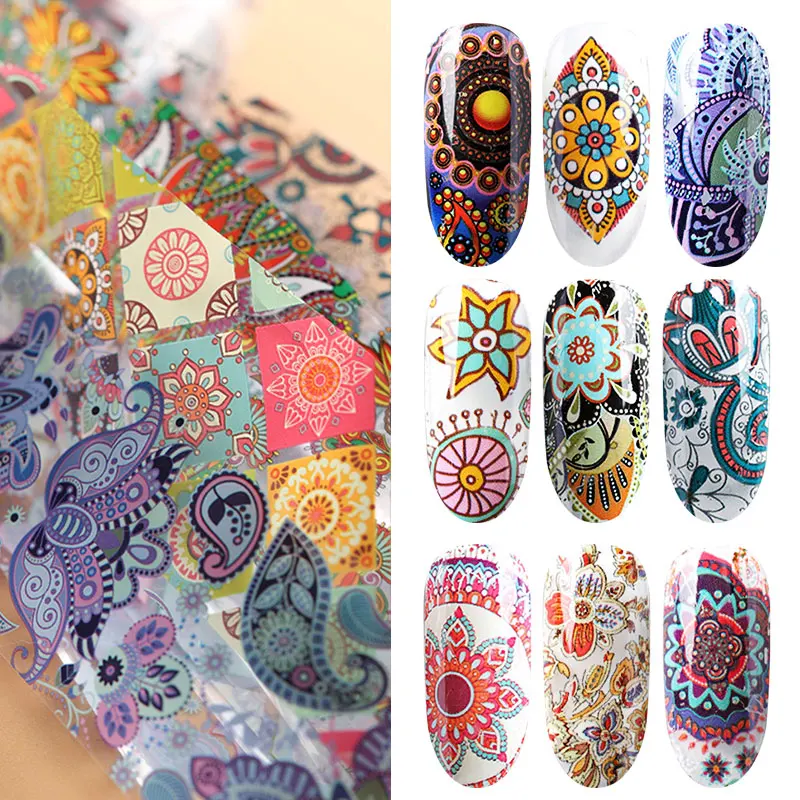 

HNUIX 10 pieces 4*100cm Colorful Nail Sheet Transfer Adhesive Sticker Custom Pattern Envelope Slider Ribbon Decoration Manicure