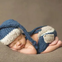 Прекрасный ручной Детские Пикси Эльф Hat, вязание крючком Детская чулок шапки с Шорты идеально подходит для новорожденных для фотосессий Размер: 0-1 м, 3-4 м