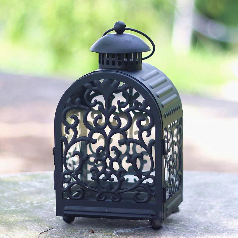 European Wedding Accents Home Garden Decor Hollow Lace Design Small Pink White Green Black Iron Candle Lantern European Wedding Accents Home Garden Decor Hollow Lace Design Small Pink White Green Black Iron Candle Lantern