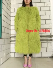 The new winter long paragraph Europe whole skin Beach wool coat female mongolia sheep fur coat overcoat outerwear jacket women