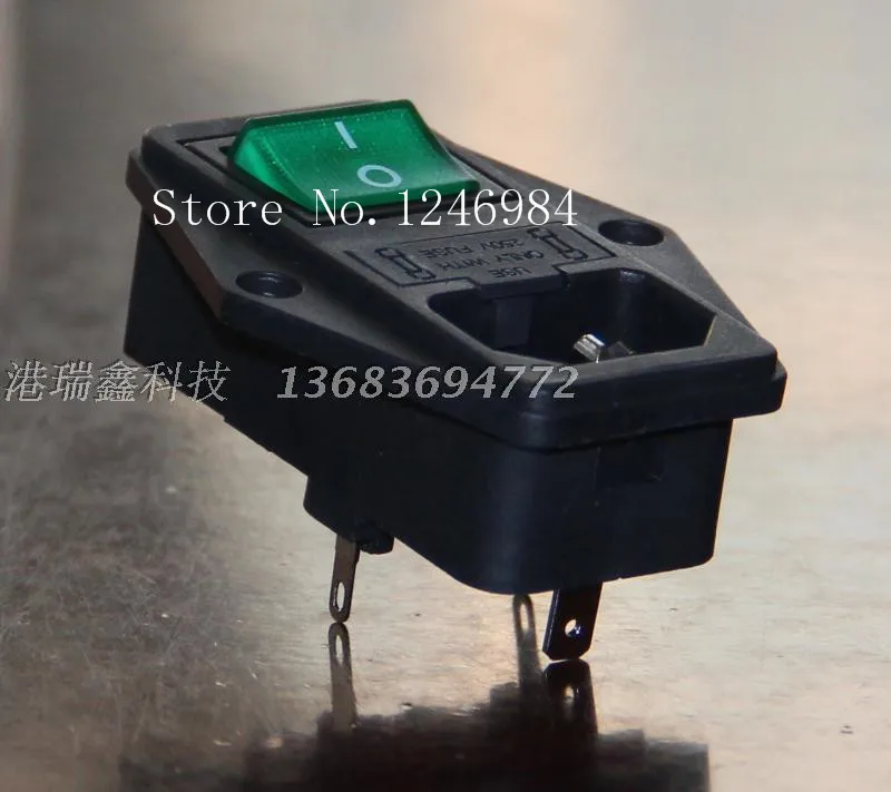 

[SA]G808 AC AC outlet panel mount socket with a triangle triple double seat belt green switch--10pcs/lot