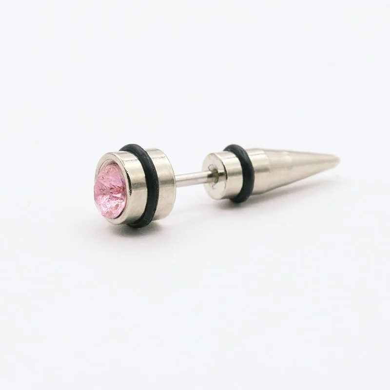 Fashion 316L Titanium Steel Crystal Stud Earrings For Women Men Jewelry Gift Simple Ear Plugs