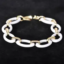 Blucome Белый Черный Керамические Овальные Браслеты Для Женщин Человек Партия Свадьба Наручные Аксессуары Кластеры Полированный Камень Золото Gioielli керамический квадратный родий золота женщин браслет