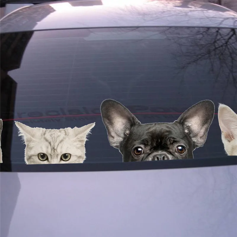 

Funny 3D Cat Dog Half a face Peeking car sticker Wall background Art decals decorations Window Glass Stickers Car Film Cute Pet