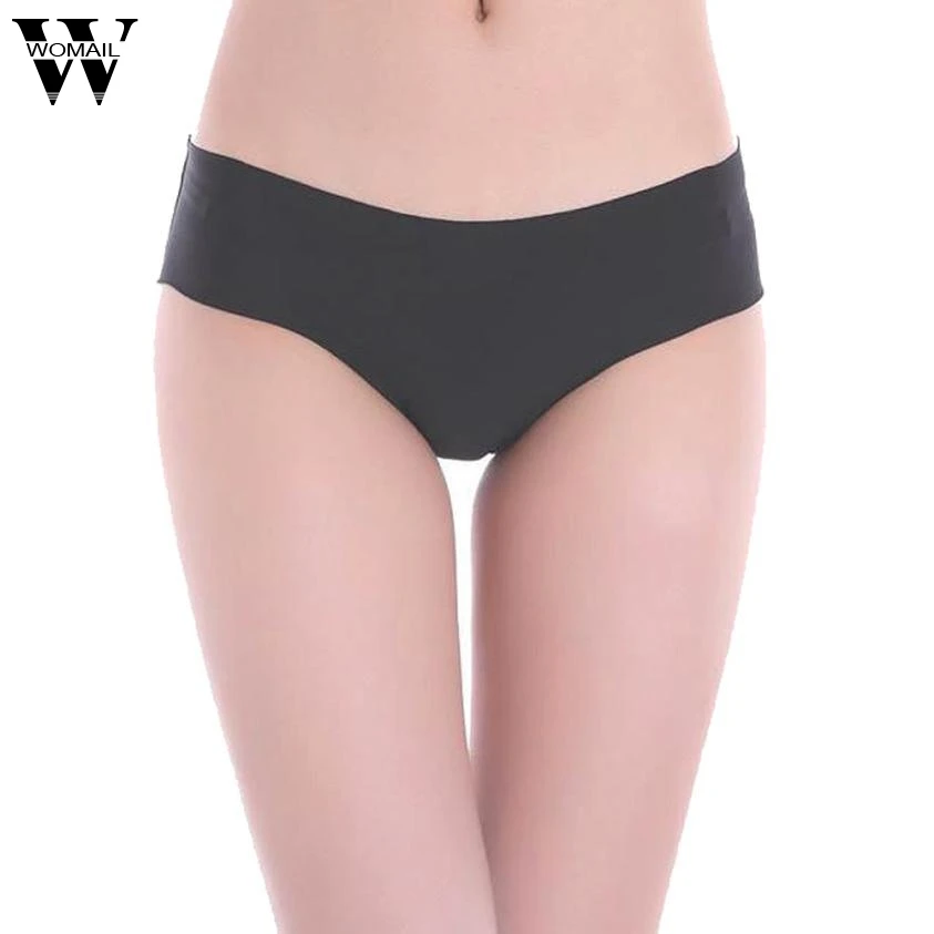 

Jan21 1PC Solid Color Women Invisible Underwear Cotton Spandex Seamless Briefs Panties