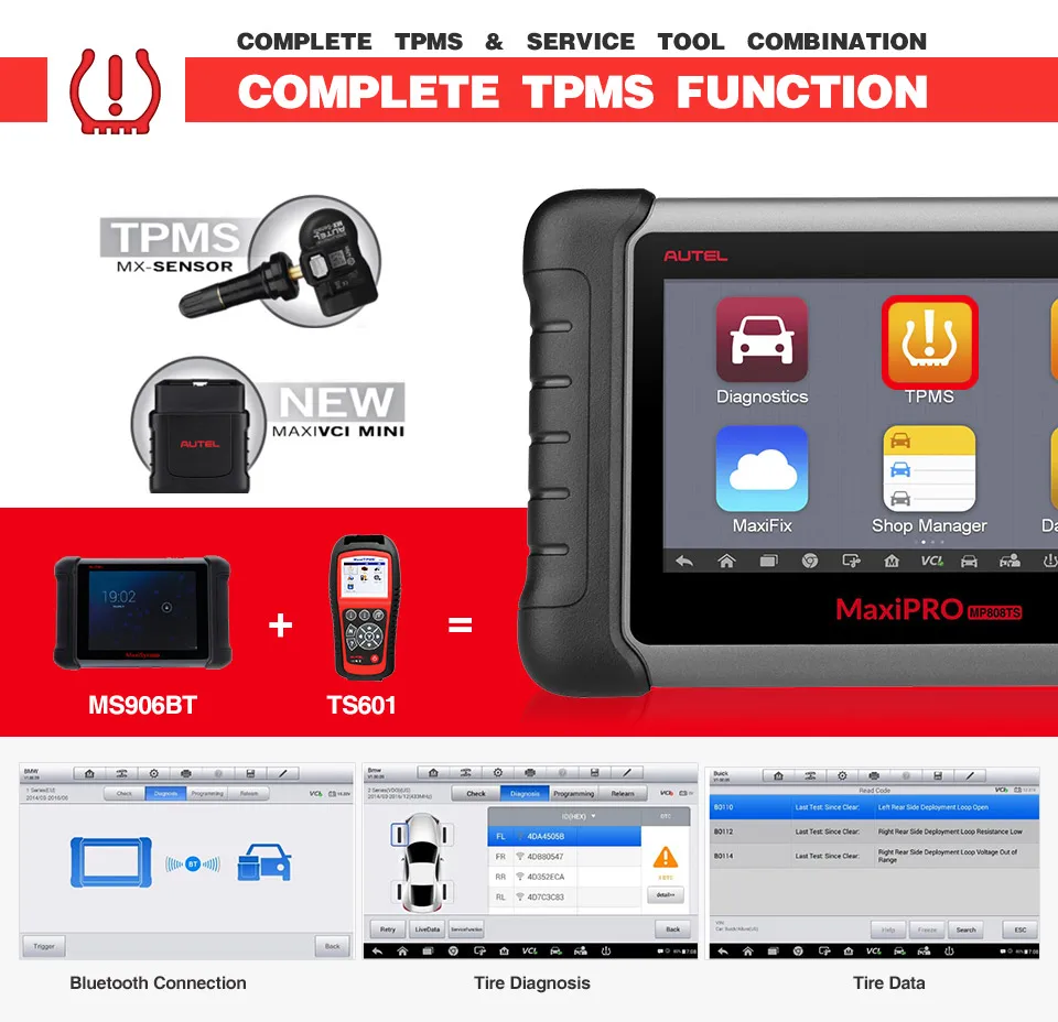 Autel MaxiPRO MP808TS Professional автомобильный диагностический инструмент сканер TPMS сброс масла EPB BMS SAS DPF IMMO равных DS808 + TS601