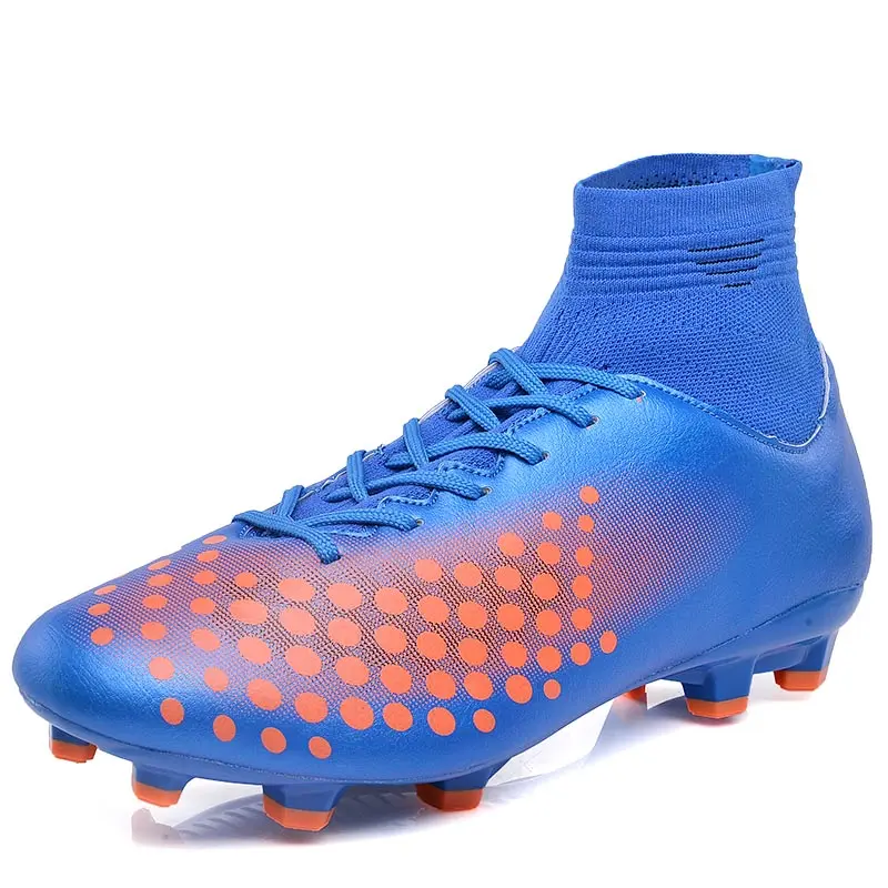 WaterMonkey Fashion Adult Soccer Shoes Outdoors Grass Soccer Boot Long Spike Football Shoes Cleats Shoes High Top Football Boots