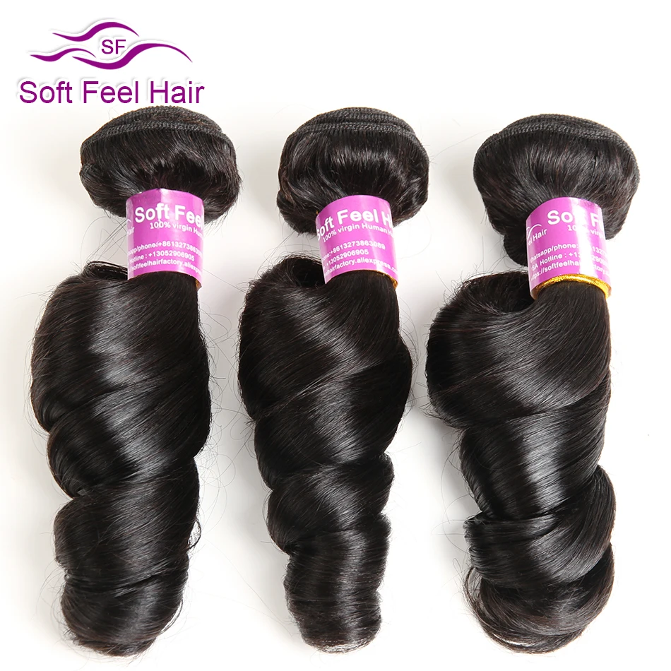 Soft Feel Hair Loose Wave 3/4 Bundles Deal Peruvian Hair Weave Bundles Human Hair Extensions Remy Hair Weave Natural Black Color Soft Feel Hair Loose Wave 3/4 Bundles Deal Peruvian Hair Weave Bundles Human Hair Extensions Remy Hair Weave Natural Black Color