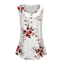 Women Floral Print Tank Top Sleeveless Casual O-Neck Top Vest Tank Ladies Female Summer Shirt Camis Top Beachwear Clothes