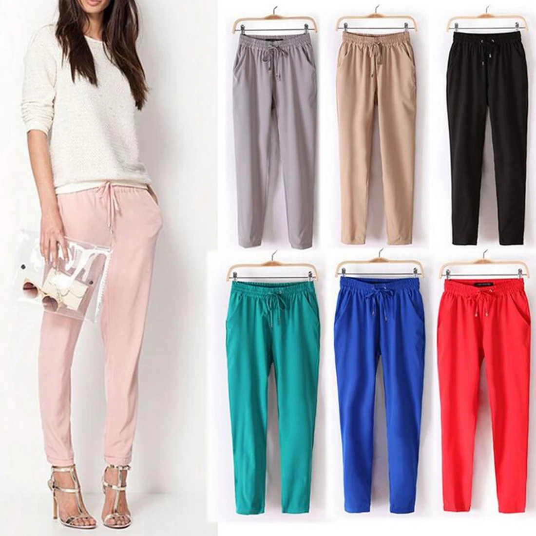 

2019 NEW Women High Waist Slim Skinny Leggings Stretchy Bow Belt Drawstring Pants Jeggings Pencil Trousers