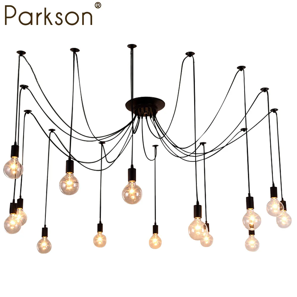 

Mordern Nordic Chandelier Retro E27 Edison Bulb Light Vintage Loft Antique Adjustable Iron Art Spider Ceiling Lamp Fixture Light