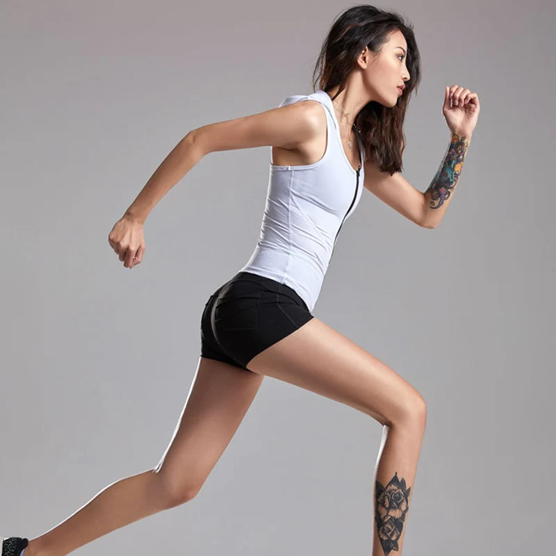 SALSPOR, женский жилет для йоги, сексуальный красивый спортивный топ с капюшоном, без рукавов, на молнии, эластичные колготки, спортивная одежда для фитнеса
