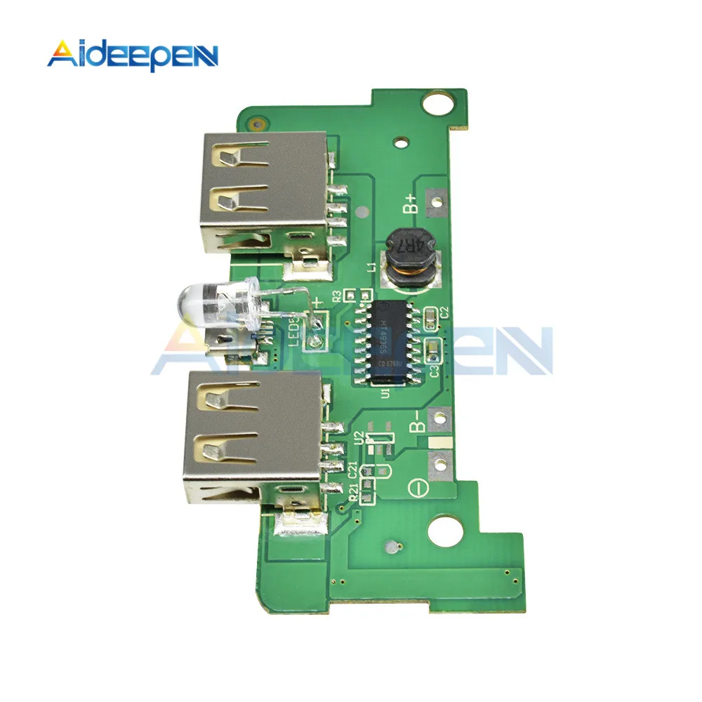 5 в 1А 2А Мобильный Внешний аккумулятор зарядное устройство модуль двойной USB выход повышающий преобразователь Повышающий зарядная плата с индикатором светильник