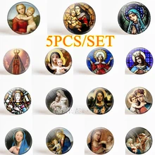 5PCS/SET Virgin Mary and Baby Jesus Christian Catholicism Blessed Mother Religious Art Glass Dome Pendant Making Jewelry 5PCS/SET Virgin Mary and Baby Jesus Christian Catholicism Blessed Mother Religious Art Glass Dome Pendant Making Jewelry