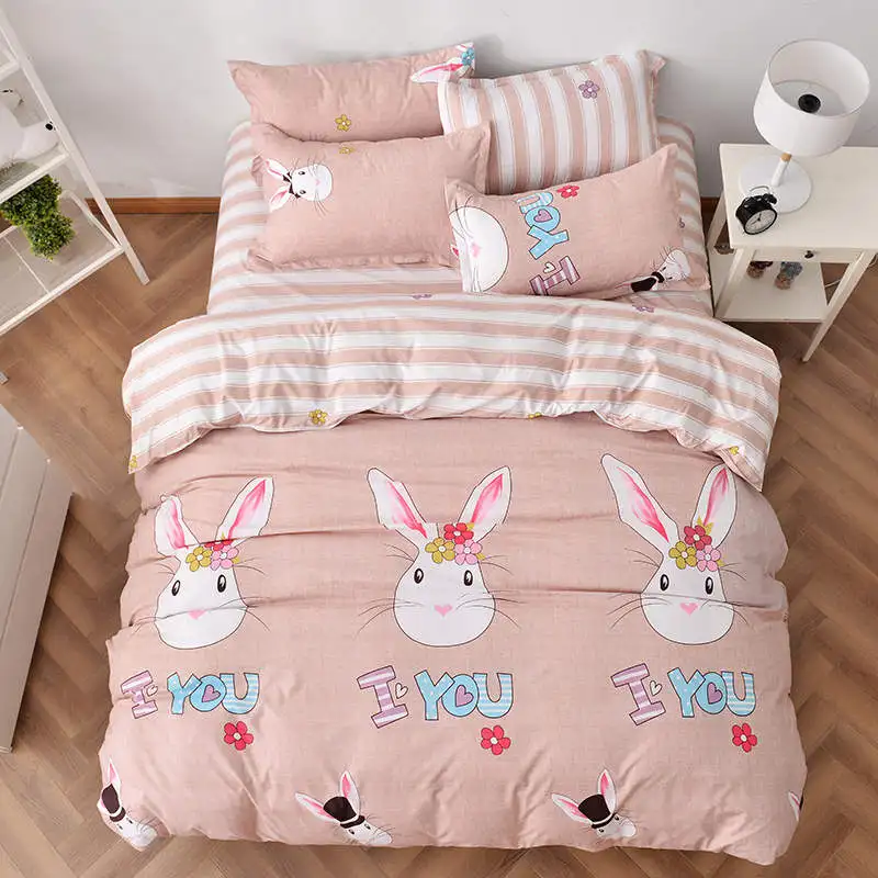 لطيف الأرنب طباعة الفراش مجموعات لحاف/أغطية لحاف المعزون واحد التوأم كامل الملكة الملك حجم الأطفال بابيس الفتيات طاقم غرفة نوم